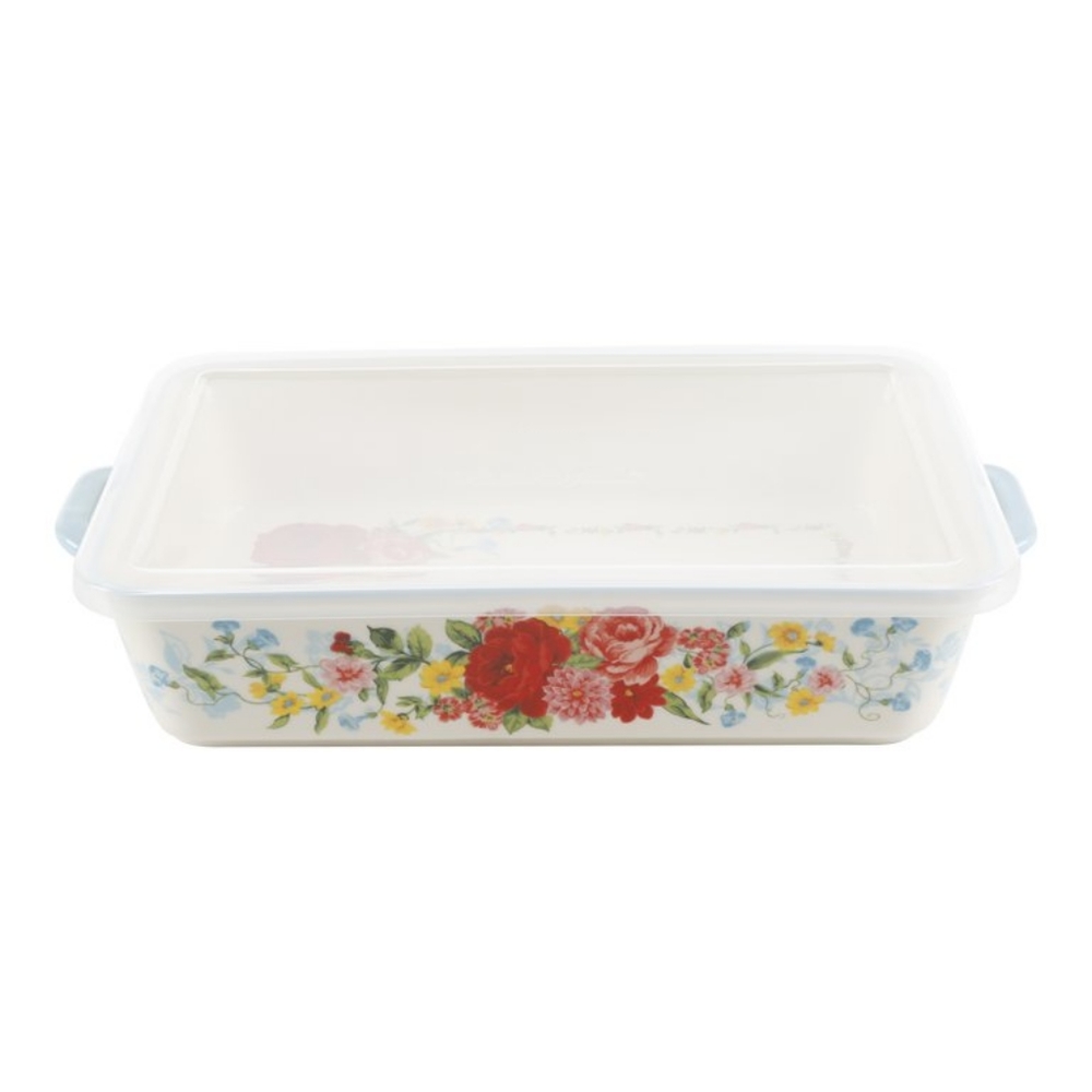 🌺 New Pioneer Woman Sweet Rose 9" x 13" Ceramic Baker & Lid - Picture 5 of 6